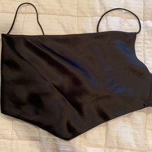 Meshki simple black satin handkerchief top small NWOT